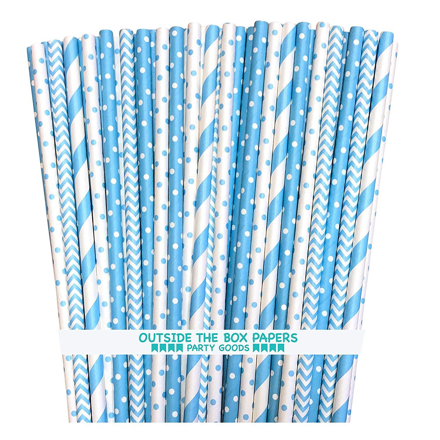 Blue White Stripes with Dot Logo - Amazon.com: Outside the Box Papers Light Blue Stripe, Polka Dot ...