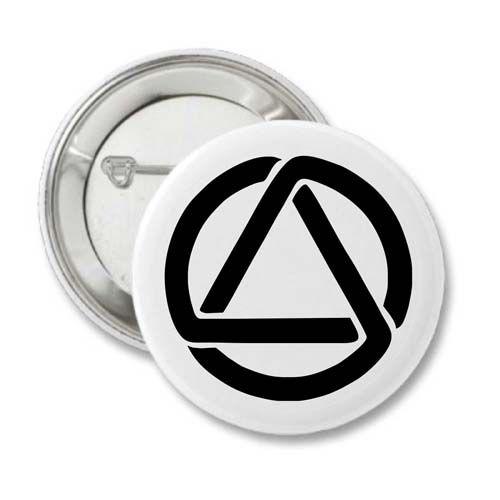 White Blue Circle with Triangle Logo - Sobriety Buttons - 