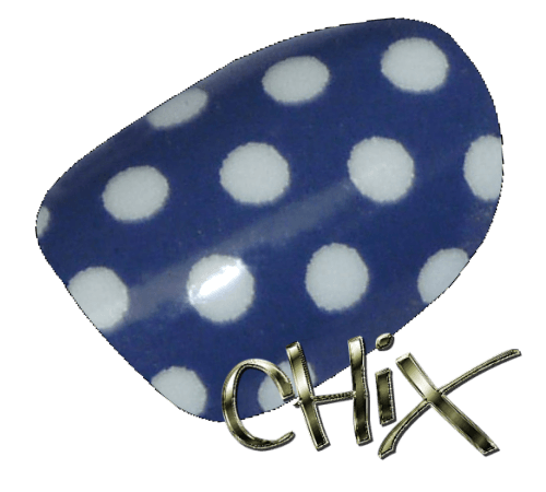 Blue White Stripes with Dot Logo - Dots & Stripes - Chix Nail Wraps