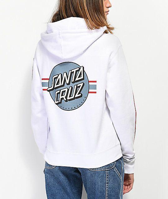 Blue White Stripes with Dot Logo - Santa Cruz Banner Dot White Hoodie | Zumiez Sweatshirts | Pinterest ...
