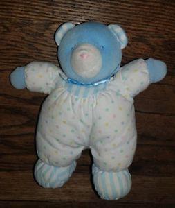 Blue White Stripes with Dot Logo - VINTAGE EDEN POLKA Dot TEDDY Bear Baby Toy Rattle Blue White Stripes ...