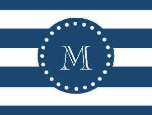 Blue White Stripes with Dot Logo - Navy Blue White Stripes Postcards | Zazzle