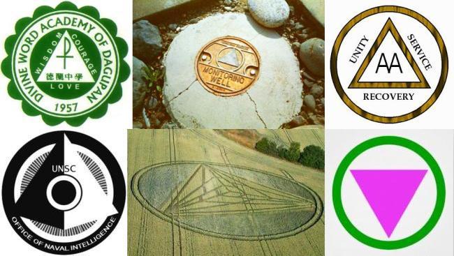 Upside Down Green Triangle Logo - Triangle inside Circle Occult Illuminati Symbol | Muslims and the World