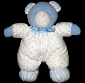 Blue White Stripes with Dot Logo - Eden Teddy Bear Plush Polka Dot Baby Toy Rattle Blue White Stripes ...