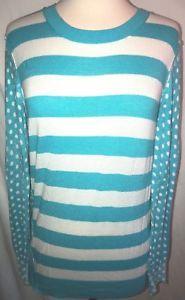 Blue White Stripes with Dot Logo - Michael Kors Blue White Striped Polka Dot Long Sleeve Lightweight ...