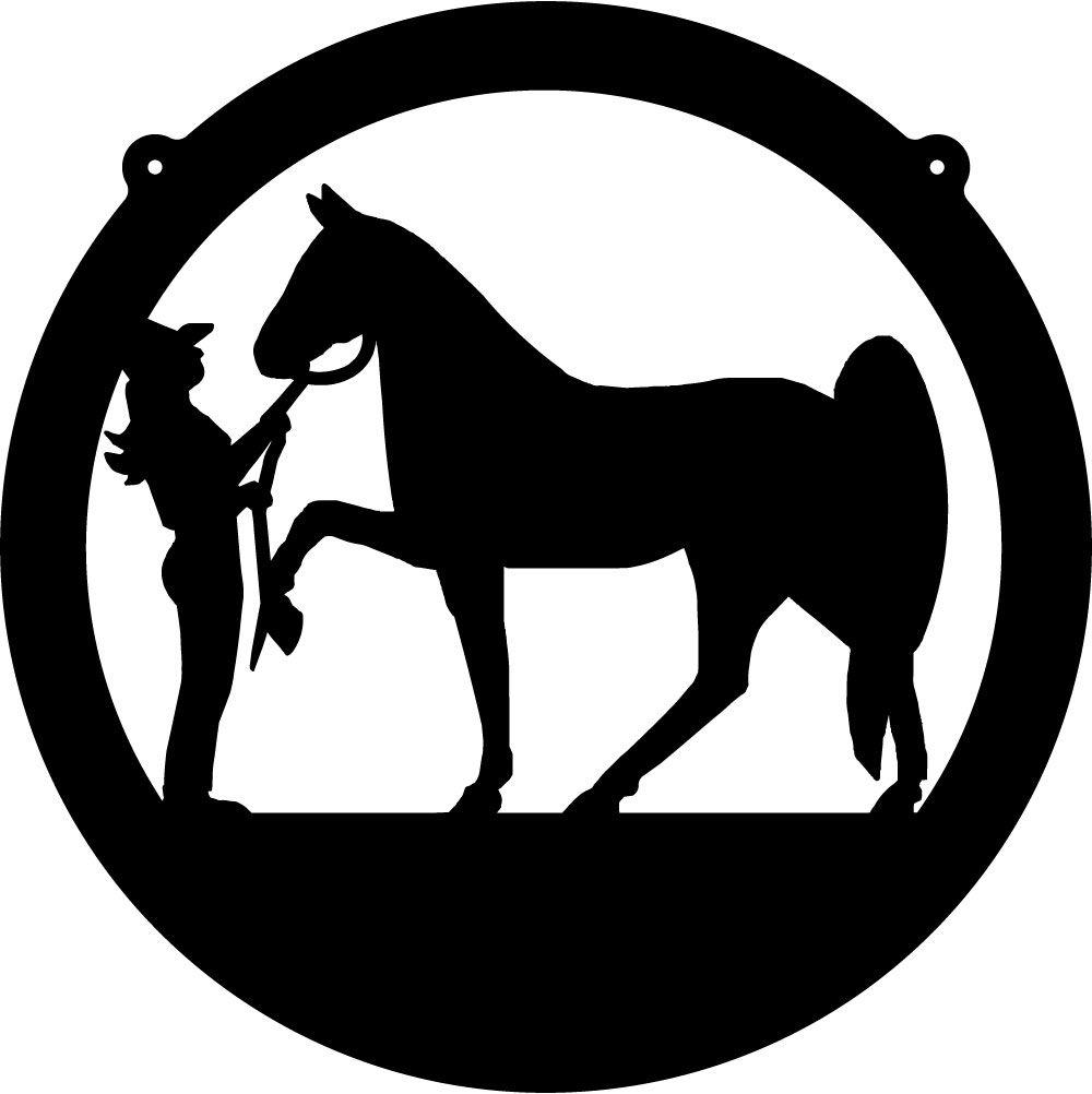 Black and White Horse Circle Logo - Cowgirl & Horse Circle Decal 2 - Custom Wall Graphics