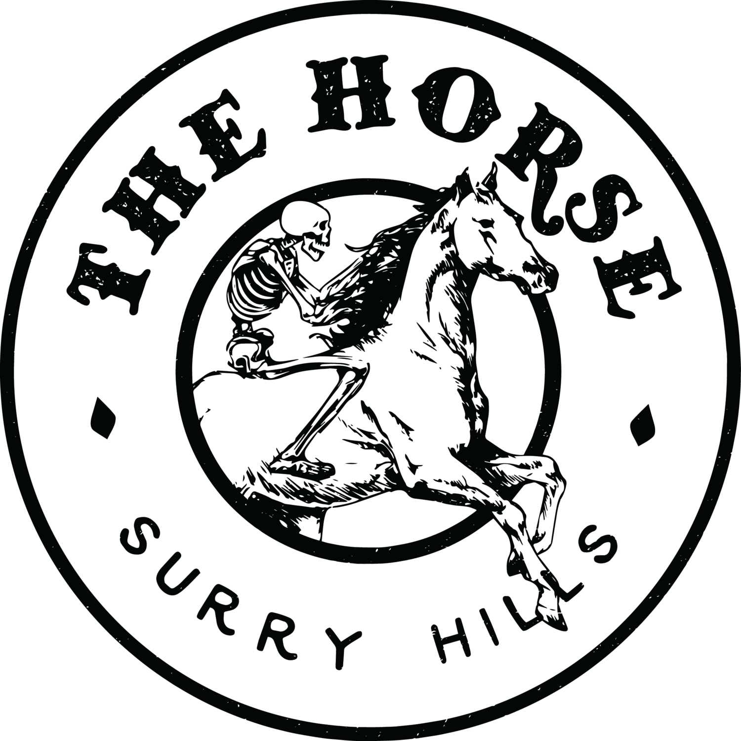 Black and White Horse Circle Logo - The Horse - Surry Hills