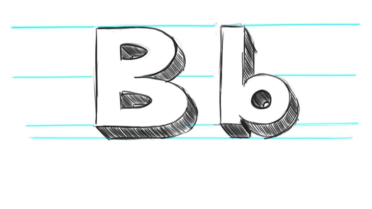 Lowercase B Logo - How to Draw 3D Letters B - Uppercase B and Lowercase b in 90 seconds ...