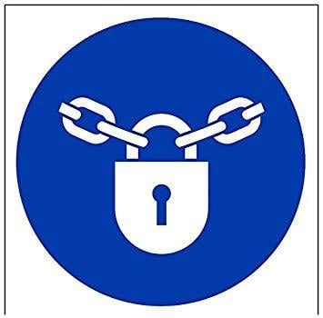 Square in Blue S Logo - VSafety 18034AM-S Mandatory Sign, Padlock Logo, Self Adhesive ...