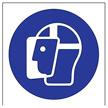 Square in Blue S Logo - VSafety 41034AF SFace Shield Logo Mandatory PPE Sign, Self