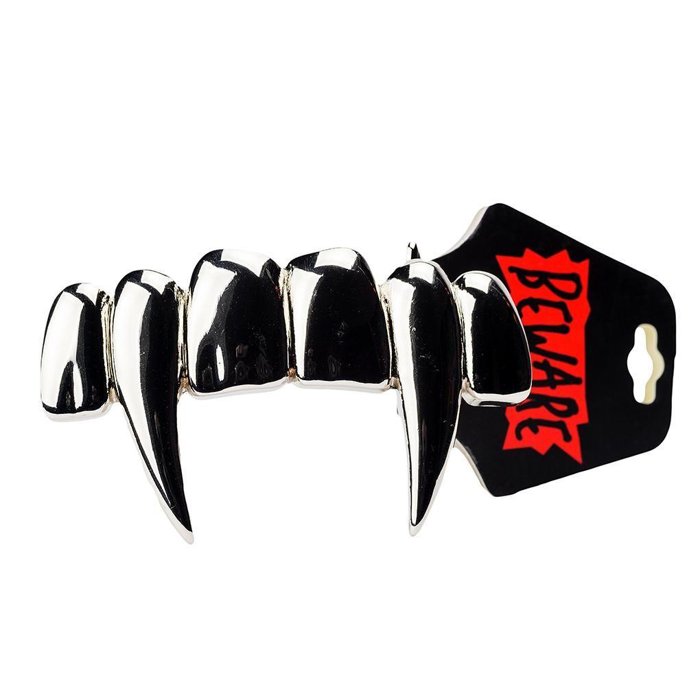 Vampire Fangs Logo - Single | Beware | Belt Buckle | Vampire Fangs | Silver | 3.75