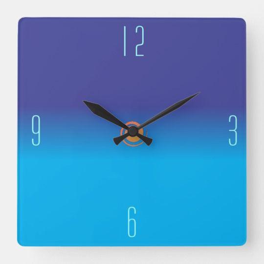 Square in Blue S Logo - Plain Blended Blues > Square Wall Clocks | Zazzle.co.uk
