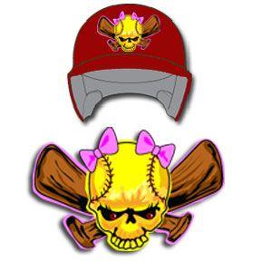 Softball Skull Logo - MecaBrush - Personalized Vinyl Decals and Custom Airbrush - Right ...