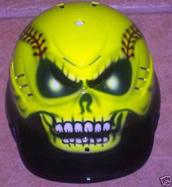 Softball Skull Logo - Softball Batting Helmet Skull Airbrushed Girls Fastpitch new