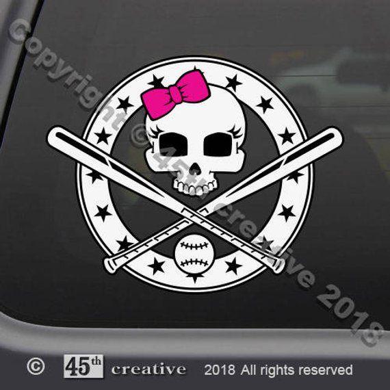 Softball Skull Logo - Women's Softball Skull Decal Sticker girls softball
