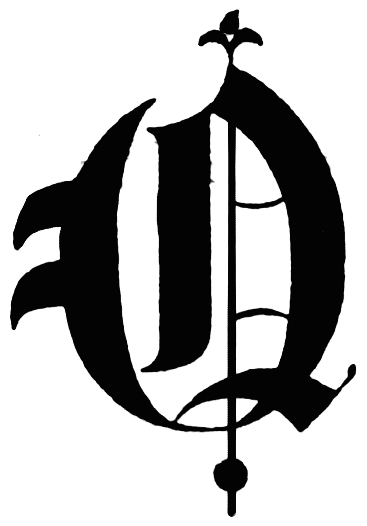 Old English Letters Logo - Q, Old English title text