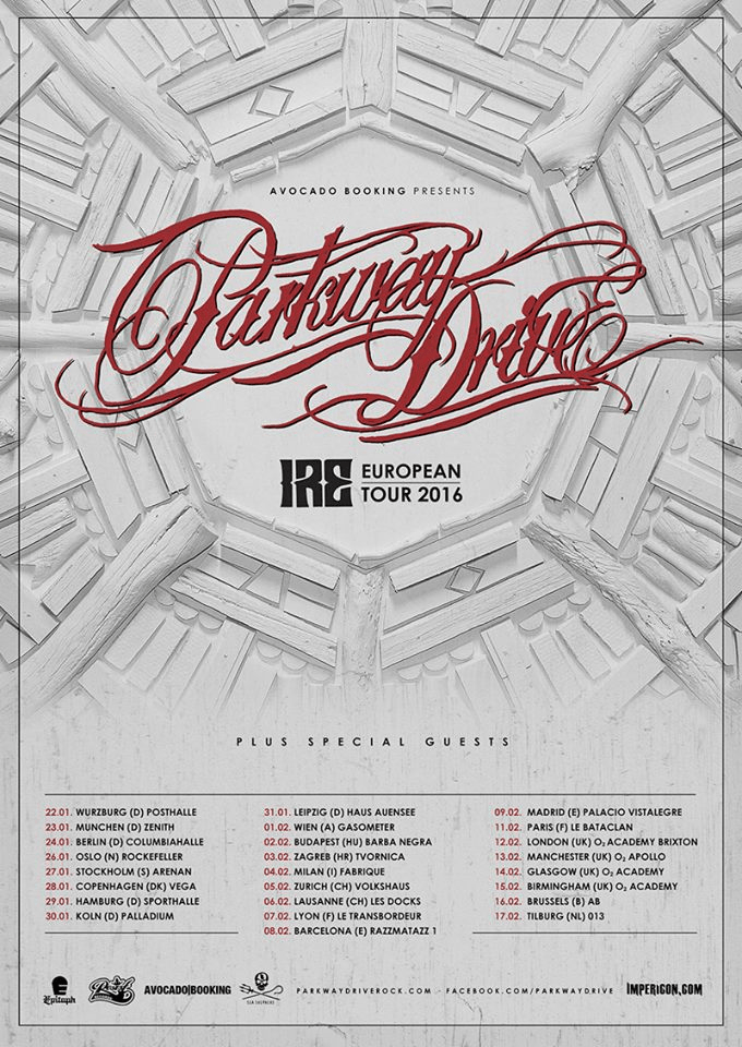 Parkway Drive Ire Logo - Parkway Drive IRE European Tour 2016 at Gasometer (Vienna) on 1 Feb ...