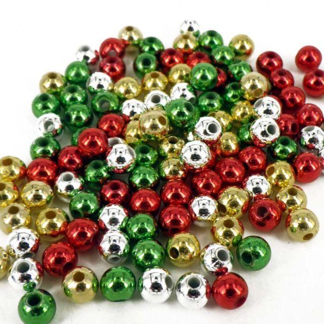 Red Green and Silver Logo - Chrsitmas Red Green Gold Silver Pearls 120 Beads 6mm Craft Pb6