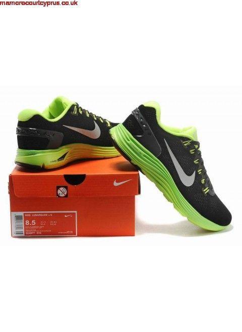 Red Green and Silver Logo - Online Cheap Summer Nike Lunarglide +5 Black Green With Silver Logo