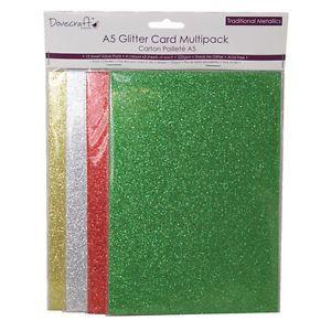 Red Green and Silver Logo - Dovecraft A5 Glitter Card Pack