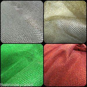 Red Green and Silver Logo - Metallic Mesh Net Fabric Red Green Gold Silver