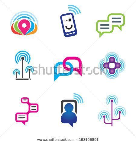 Internet Network Logo - Social communication phone and internet network logo for world