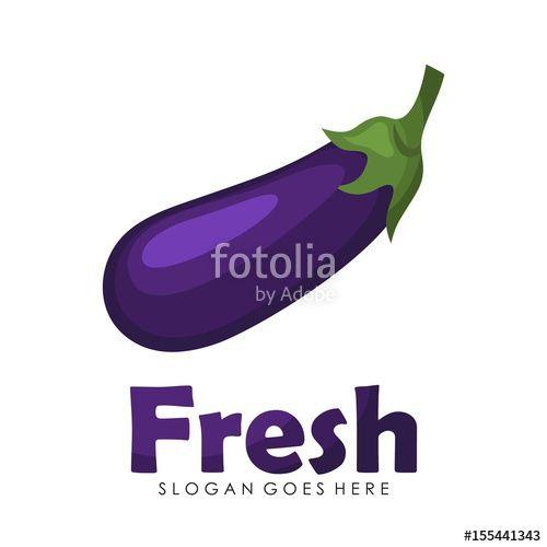 Eggplant and Grey Logo - Eggplant illustration logo design vector