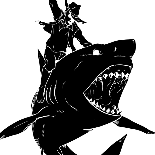 Cool Shark Logo - Shark Jockey - Character Logo - Edgy, Cool, Mean & Aggressive ...