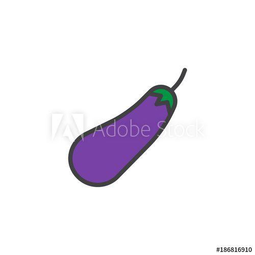 Eggplant and Grey Logo - Aubergine vegetable filled outline icon, line vector sign, linear ...