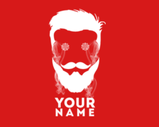 Red Face Logo - beard face Designed