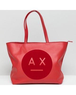 Red Face Logo - Amazing Winter Deal: Armani Exchange AX face logo tote bag