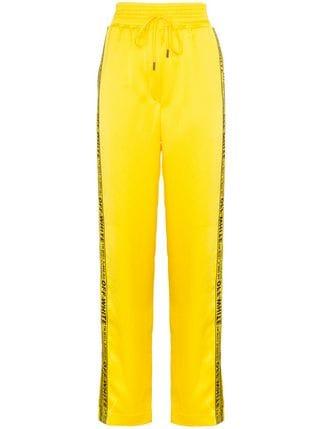 White with Yellow Stripe Logo - Off White Industrial Logo Striped Track Pants AW18 Online Now
