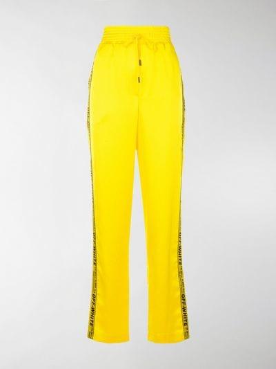 White with Yellow Stripe Logo - Off-White yellow Polyester industrial logo striped track pants ...