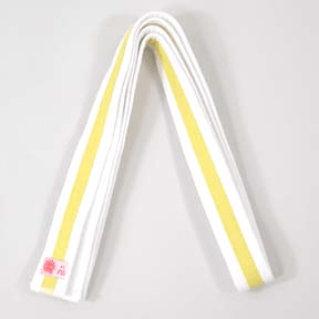 White with Yellow Stripe Logo - Color with White Stripe Belts | Sun Pro Belt - White w/ Yellow ...