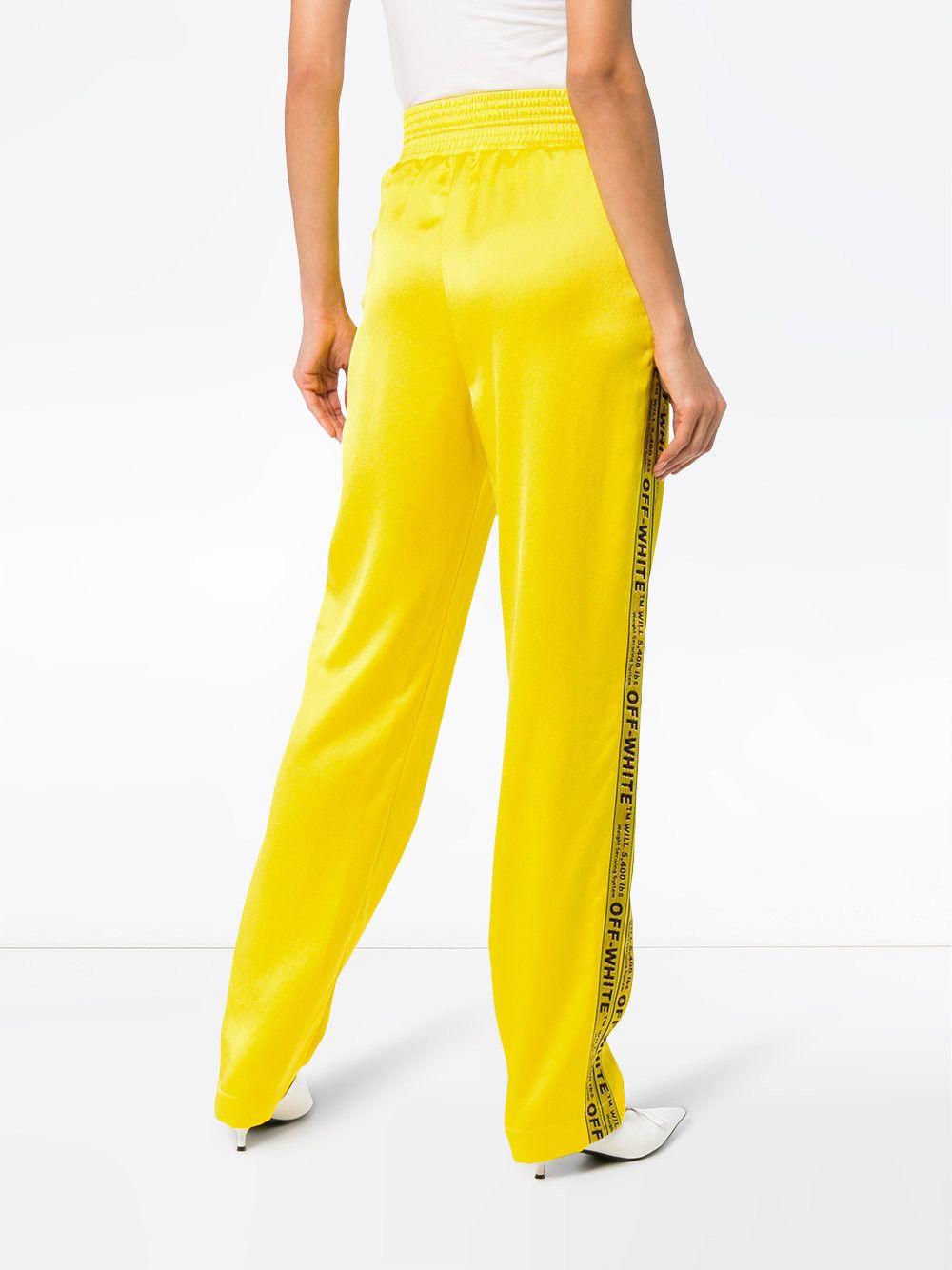 White with Yellow Stripe Logo - OFF WHITE Yellow Industrial Logo Striped Track Pants