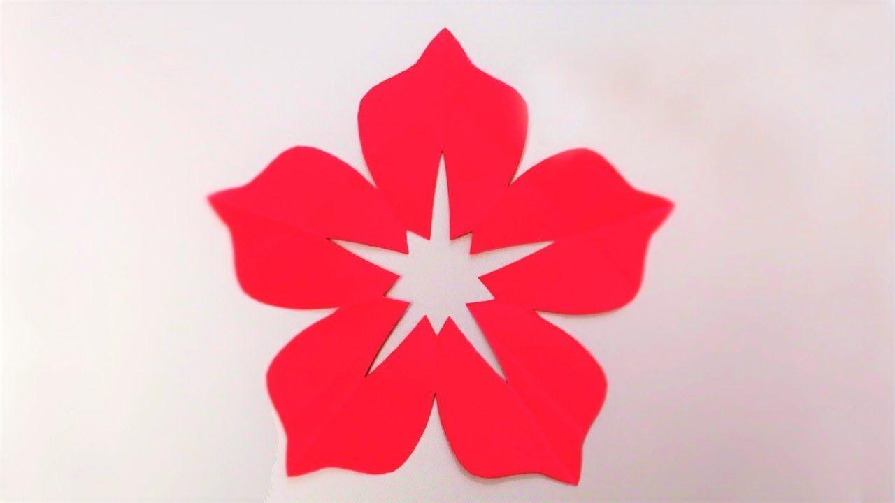 5 Petals Flower with Red Logo - How to make 5 Petal Hand Cut Paper Flowers | Origami Flower | Easy ...