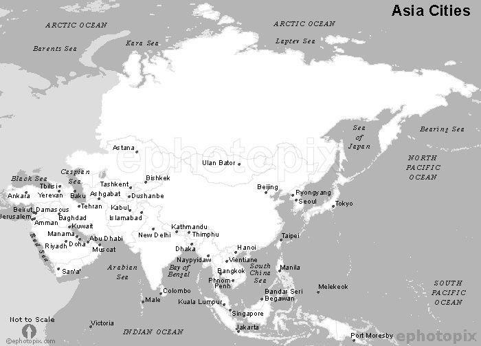 Asian Black and White Logo - Map Of Asian Cities Asia Black And White Continent
