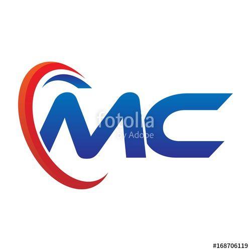 Blue Circle Red Letters Logo - dynamic vector initial letters logo mc with circle swoosh red blue ...