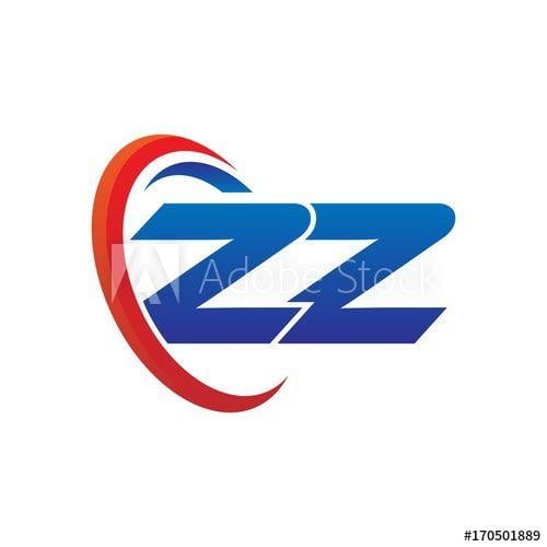 Blue Circle Red Letters Logo - modern dynamic vector initial letters logo zz with circle swoosh red ...
