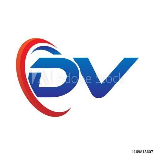 Blue Circle Red Letters Logo - modern dynamic vector initial letters logo dv with circle swoosh red