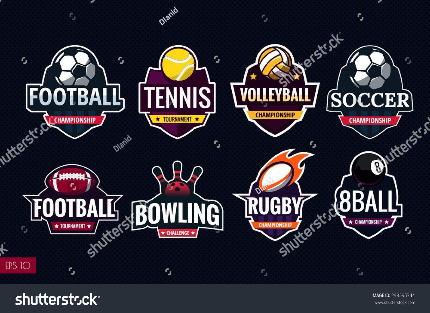 Colorful Sports Logo - Mega set of colorful sports logos tennis, soccer, american football ...