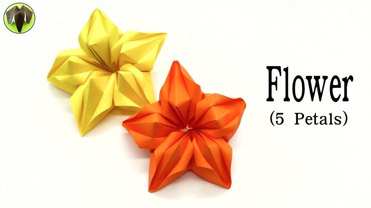 5 Petals Flower with Red Logo - Flower (5 Petals) - DIY | Handmade | Tutorial | Origami - 834 - YouTube