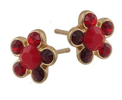 5 Petals Flower with Red Logo - Michal Negrin Classy Gold Plated 5-Petal Flower Design Stud Earrings ...