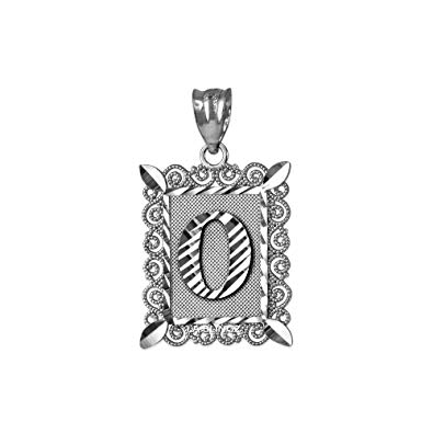 Large Rectangular Black O Logo - LA BLINGZ Sterling Silver Filigree Alphabet Initial