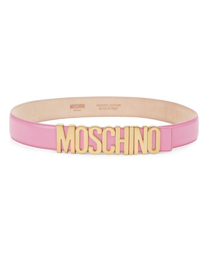 Pink Store Logo - Moschino Classic Logo Buckle Leather Belt Pink Women's Belts Outlet ...