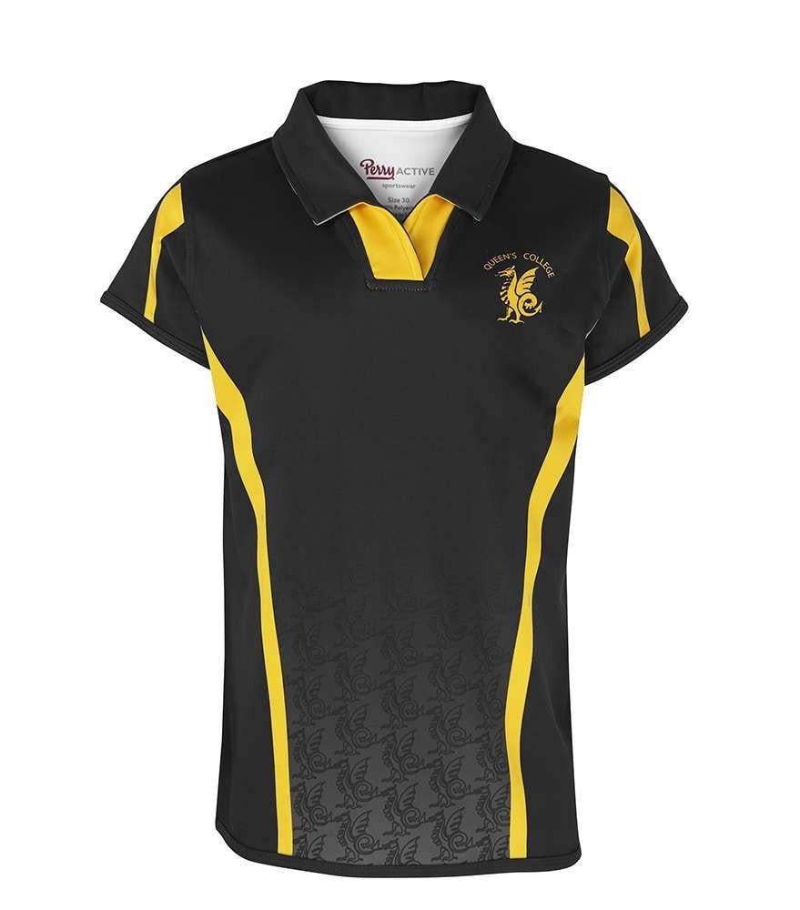 Black and Gold Sports Logo - PLO-75-QCT - Girls Hockey top - Black/gold/grey/logo - Sports Kit ...