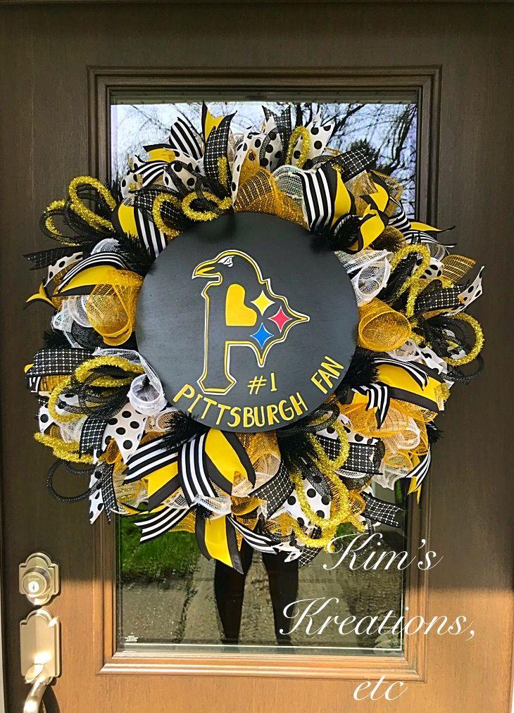 Black and Gold Sports Logo - Pittsburgh Wreath, Pittsburgh Sports Wreath, Pittsburgh Team Wreath ...