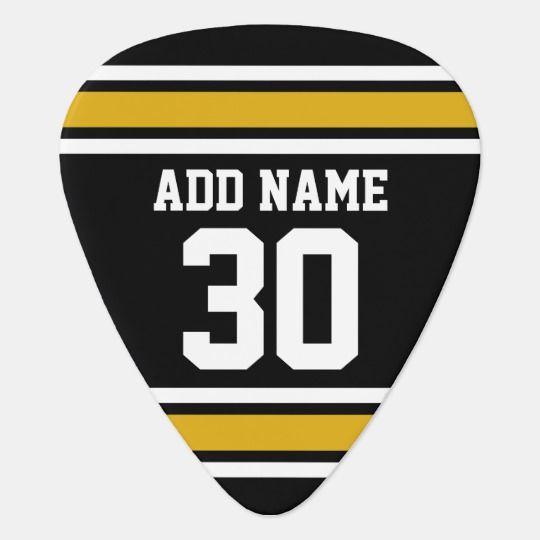 Black and Gold Sports Logo - Black Gold Sports Jersey with Your Name and Number Plectrum. Zazzle