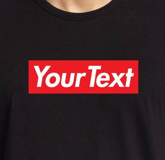 Custom Supreme Logo - your text or word custom hype BOX LOGO shirt tee White Gray | Etsy