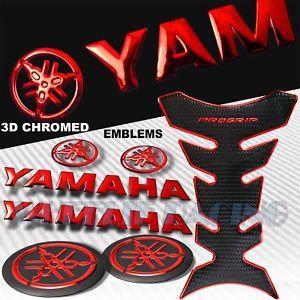 Red and Black Letter Logo - CHROMED RED+BLACK PRO GRIP TANK PAD+3D YAMAHA LOGO+LETTER EMBLEM+ ...